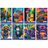 Bloknots A7/48 lapas rūtiņu ar spirāli, dažādi