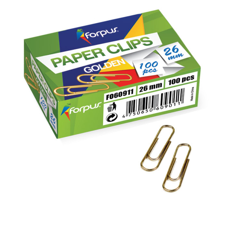 Saspraudes 26mm (100gab) zeltītas FORPUS