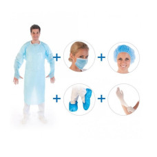 Komplekts, zils, MRSA II (halāts XL, maska, cepurīte, bahilas 41cm, cimdi L)