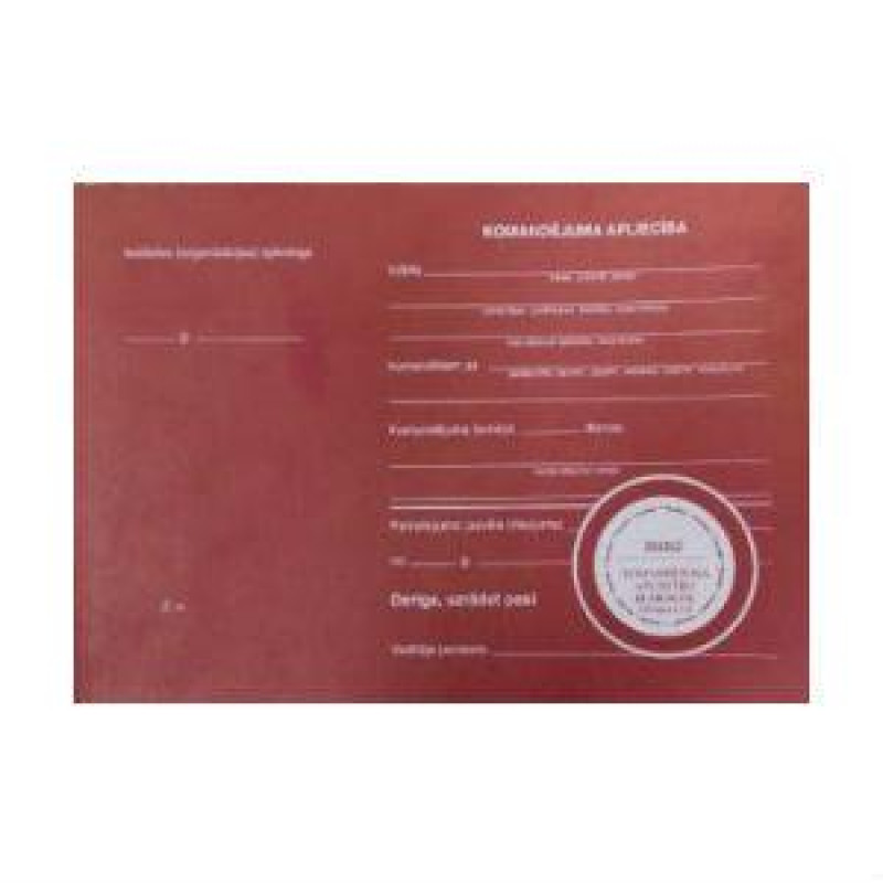 Komandējuma apliecības bloks A5, 100 lapas