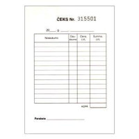 Kvītis Čeks ar numuru, A6, 2kārtu, 50 komplekti