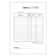 Kvītis Čeks ar numuru, A6, 2kārtu, 50 komplekti