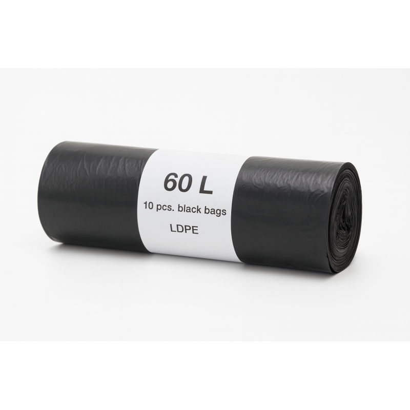 Maisi atkritumu 60L/10gab.30mik (0.2466kg.) LDPE melni
