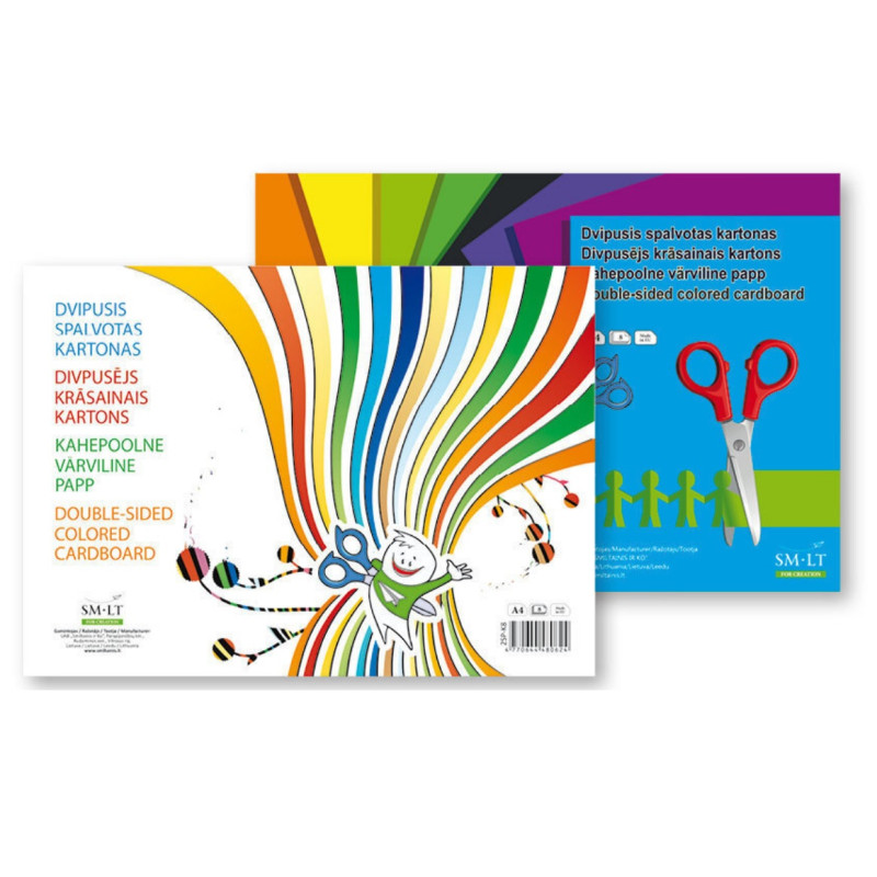 Krāsains kartons SMILTAINIS A4/8krāsas, divpusējs