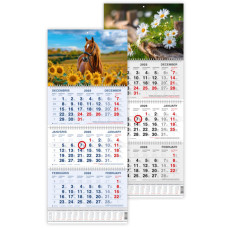 Kalendārs sienas Standart 3 daļas ar metāla spirālem 2026g. (MOS62010)