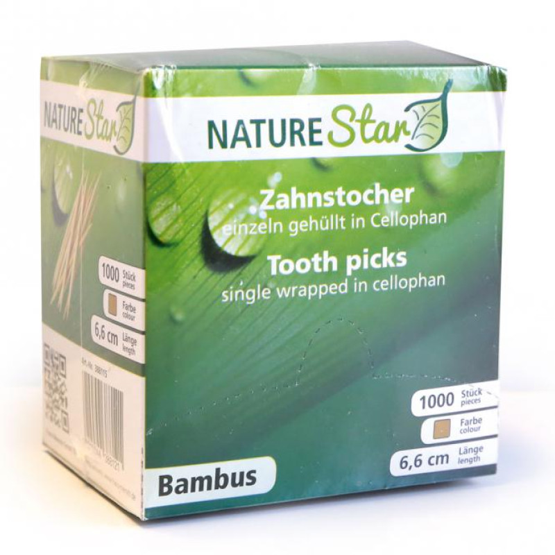 Zobu bakstāmie, bambusa, celofāna iepakojumā, (1000gab/iep)
