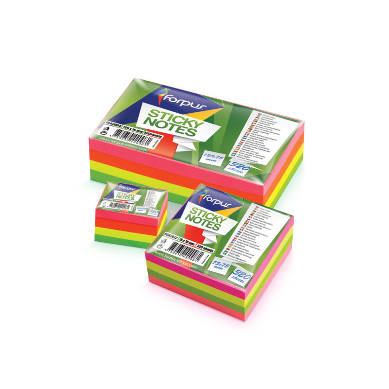Piezīmju līmlapiņas FORPUS 75x75mm (320) (neona)
