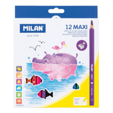 Zīmuļi krāsainie 12 krāsas MAXI trīsstūrveida, MILAN