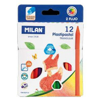 Krītiņi vaska 12 krāsas trīsstūraini 12 cm, MILAN