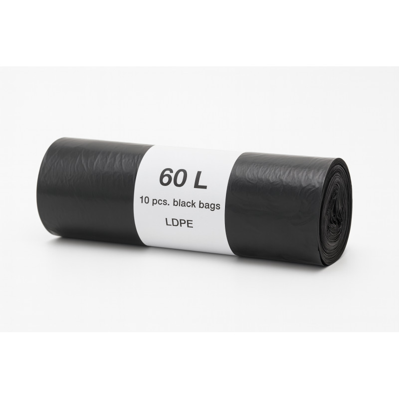 Maisi atkritumu 60L/10gab.30mik (0.2466kg.) LDPE melni