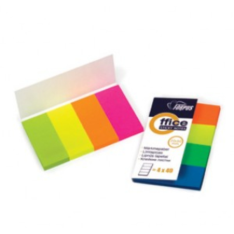Pašlīmējošie indeksi 20mm*50mm 4x40lpp neona PVC
