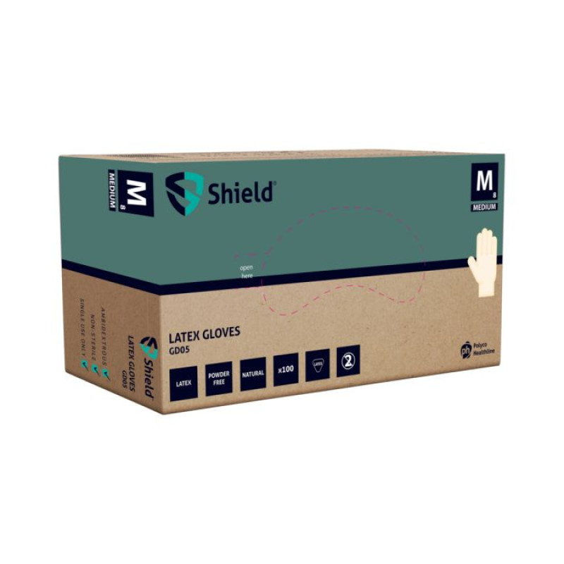 Lateksa cimdi bez pūdera GD05, natural (M), (100gab), (10 iep./kastē)