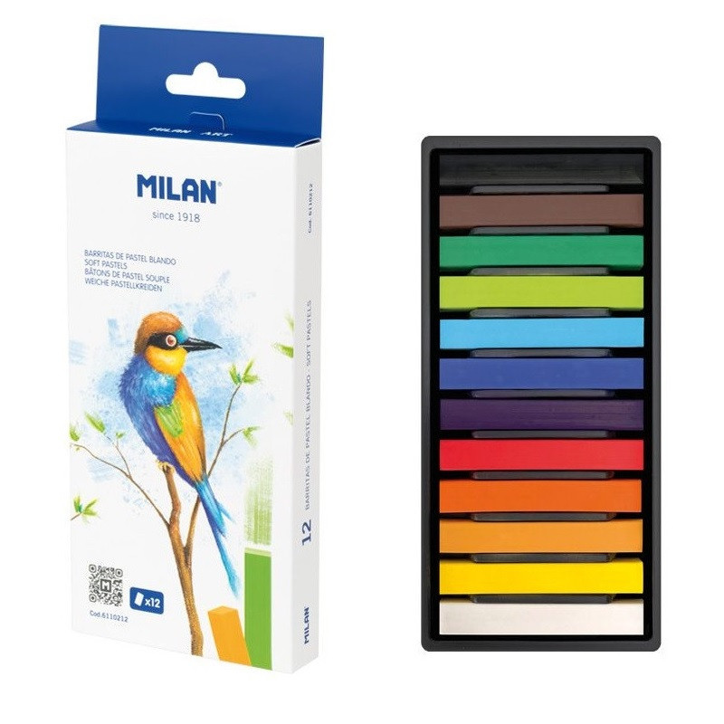 Pasteļkrītiņi SOFT PASTELS 12 krāsas, Milan