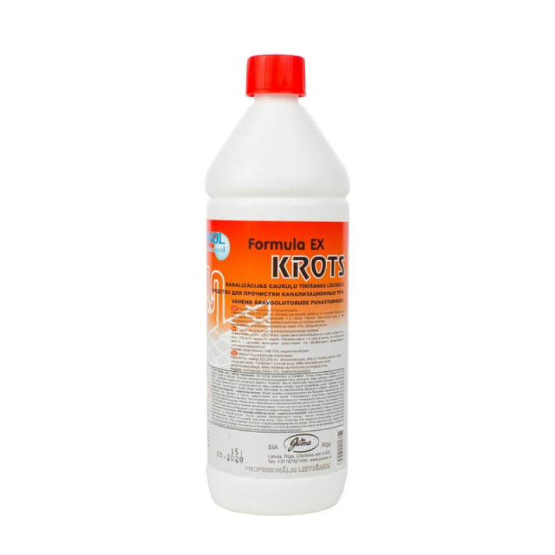 Kanalizācijas cauruļu tīrīšanas līdzeklis KROTS Fformula EX, 1L, EWOL