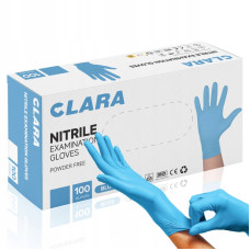 Nitrila cimdi bez pūdera Clara, zili (M), (100gab), (10iep/kastē)
