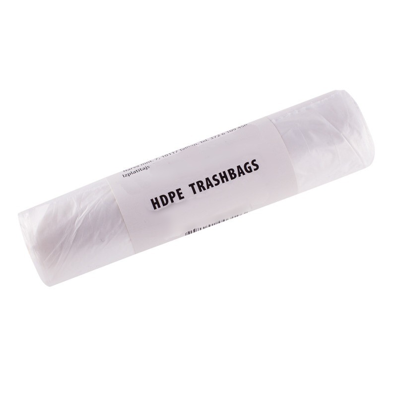 Atkritumu maisi 65L, 63x85cm, balti, 14 mikr, HDPE, FEVEX, 40gab/rul, 25rul/kastē