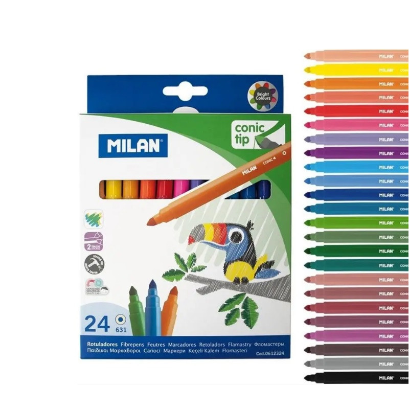Flomāsteri 24 krāsas d=5mm conic tip, Milan
