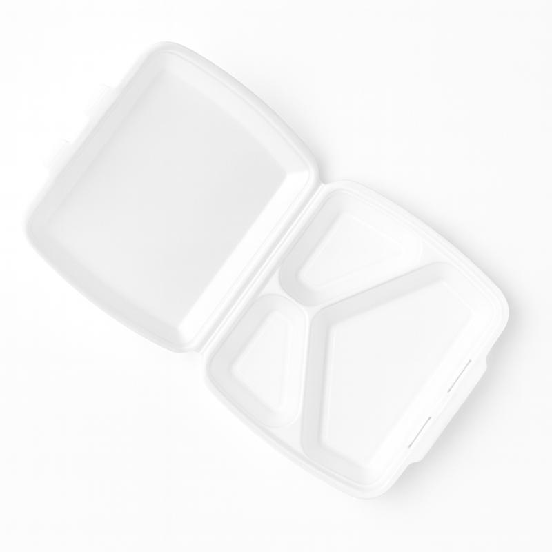 Kārba siltam ēdienam, XPS, 3-daļīga (100 gab.)