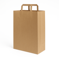 Papīra maisiņš 320x170x410mm, brūns, ar plakaniem rokturiem, 125 gb kastē