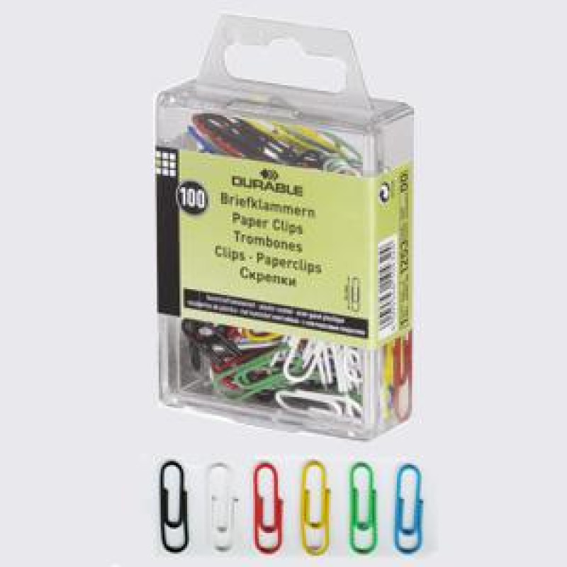 Saspraudes 26mm/100 gab., krāsainas DURABLE