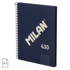Klade A5, 80 lapas, rūtiņu ar spirāli, 95 gr. 430 Blue, MILAN