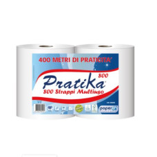 Industriālais papīrs PRATIKA 800, 2-slāņu, balts, 800 loksnes (22,8x25cm), 200m, 16g/m2, ø