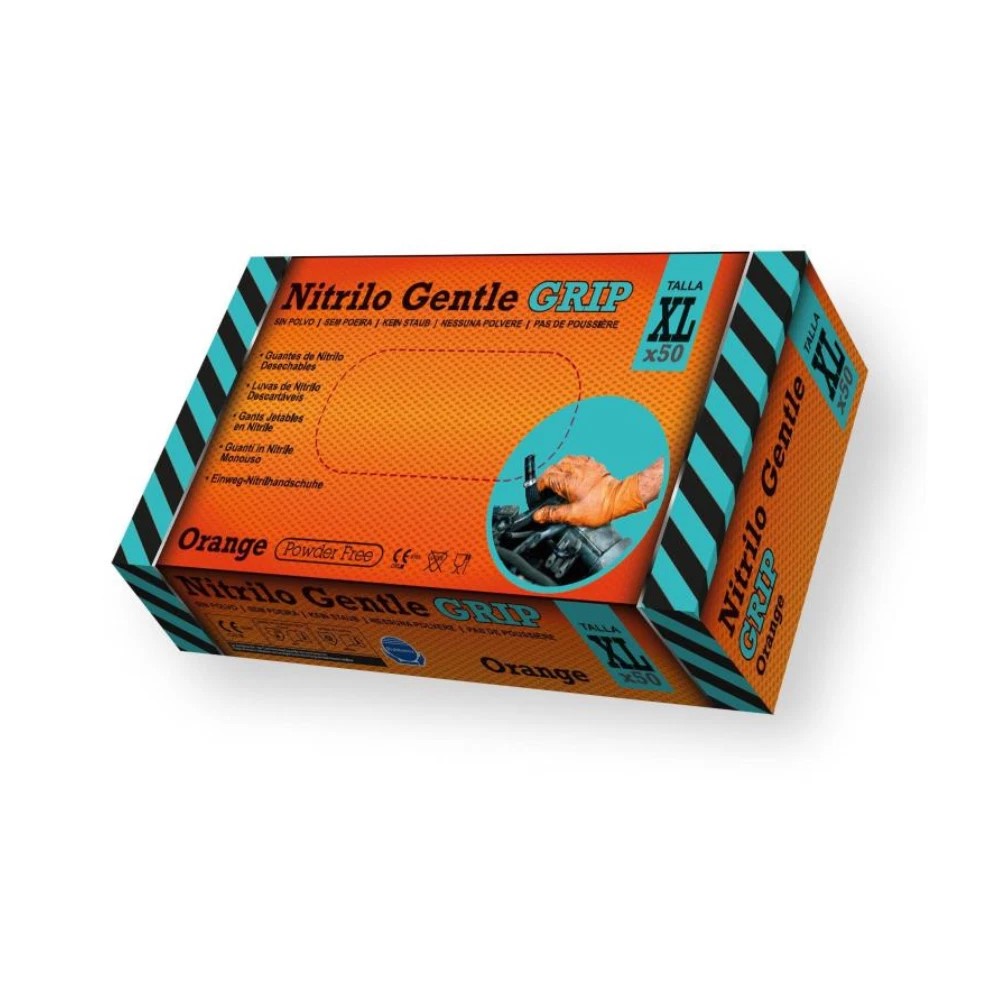 Nitrila cimdi, "Gentle Grip", oranži