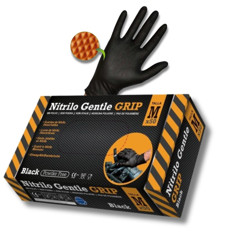 Nitrila cimdi, "Gentle Grip", melni