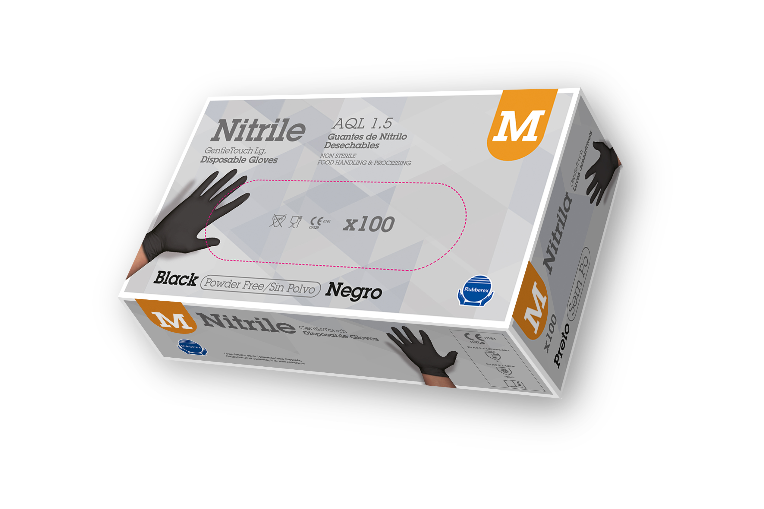 Nitrila cimdi, "Gentle Touch", melni