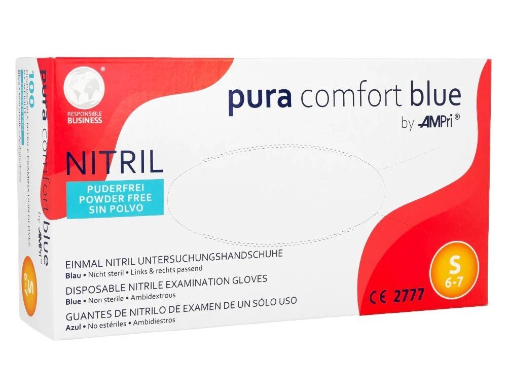 Nitrila cimdi bez pūdera, 24cm, zili