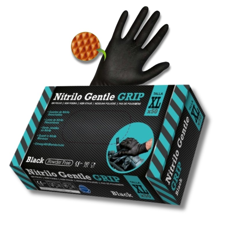 Nitrila cimdi, "Gentle Grip", melni