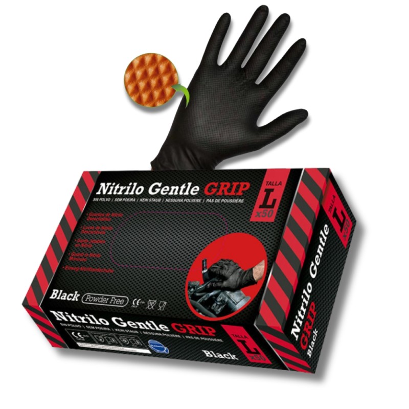 Nitrila cimdi, "Gentle Grip", melni