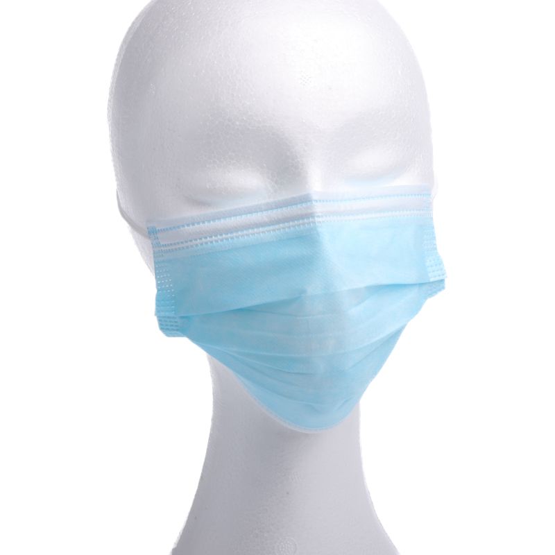 Sejas aizsargmaska medicīniska, 3-slāņu, zila, 50