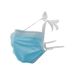 Vienreizlietojamas sejas maskas, aizsienamas, UNIGLOVES, zilas