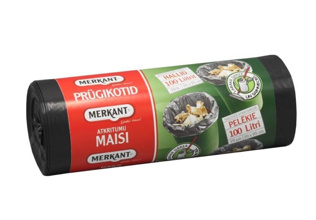 Atkritumu maisi 100L, 70x95cm, pelēki, 32mikr