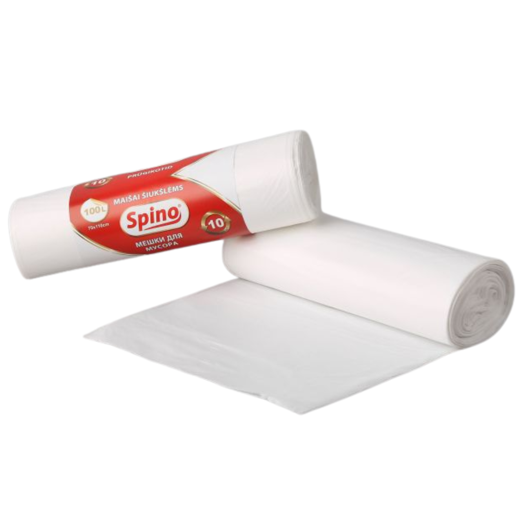 Atkritumu maisi 100L, 70x110cm, balts, SPINO