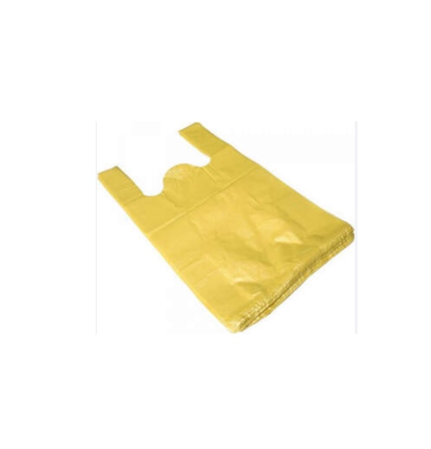 Maisiņi 25+12x45cm ar rokturiem, dzelteni, HDPE