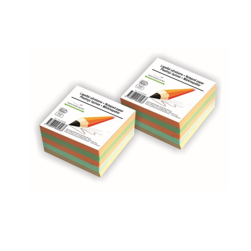 Piezīmju bloks līmēts 90x90mm krāsains 500lapas