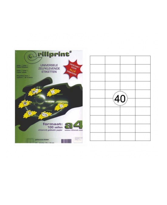Baltas uzlīmes A4 formātā Uzlīmes Rillprint