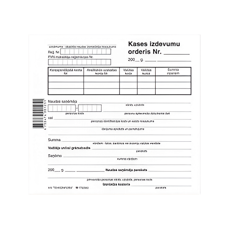 Kases izdevumu orderis 150x140mm 100 lap