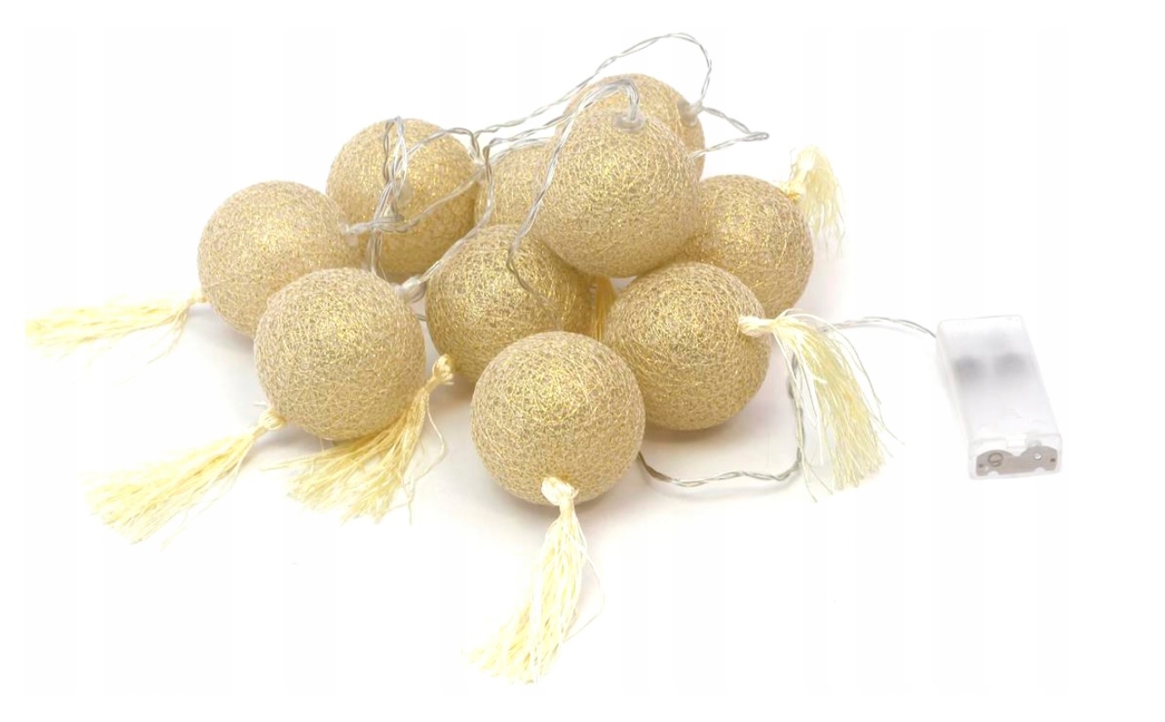 LED virtene kokvilnas bumbiņas 10gab/6cm/sudraba