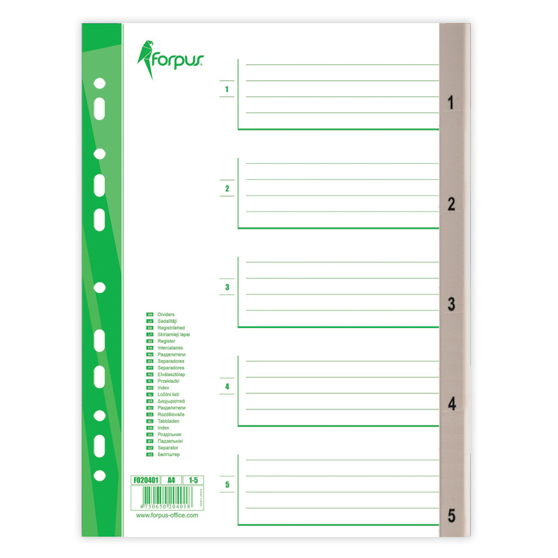 Dokumentu sadalītāji Sadalītājs Forpus 1-5 plastikāta