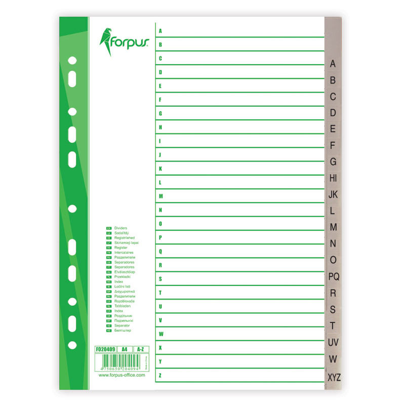 Dokumentu Sadalītājs dokumentiem A-Z plastikāta A4