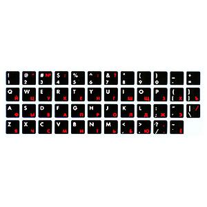 Uzlīmes tastatūrai ENG/RU balts/sarkans uz melna