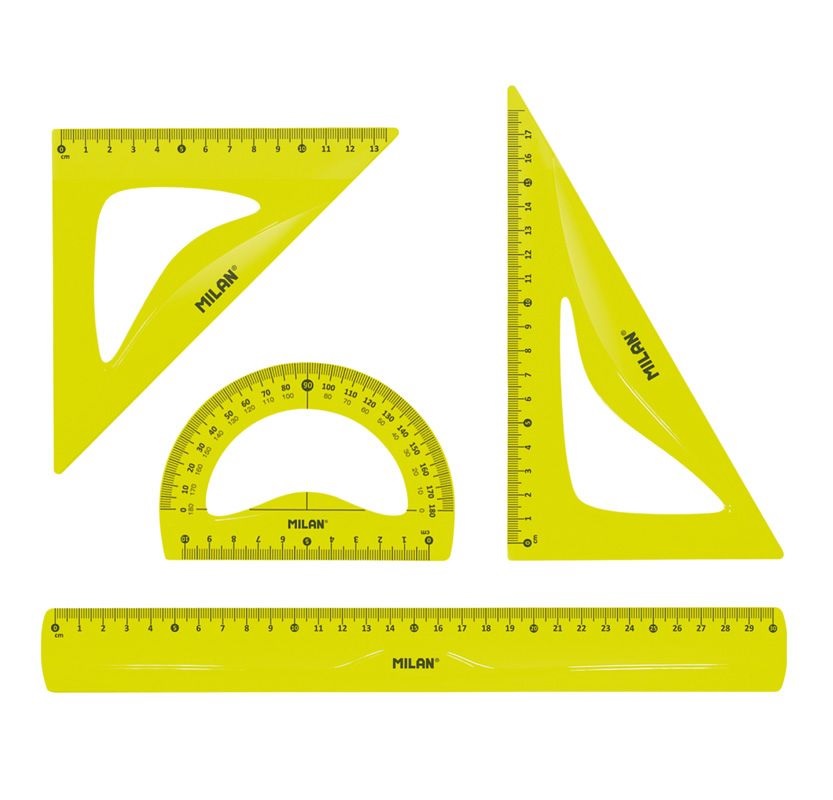 Lineālu komplekts, elastīgs, dzeltena krāsa, Milan