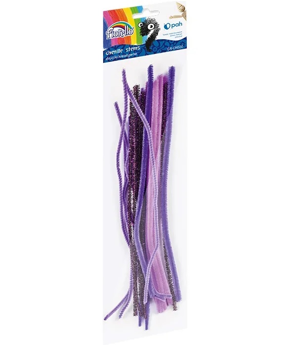 Pūkainas stieples 30 cm, violetie toņi