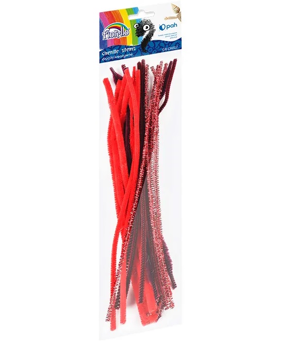 Pūkainas stieples 30 cm, sarkanie toņi