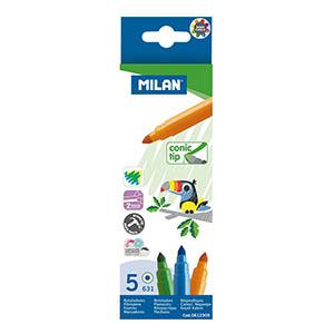 Flomasteri MILAN Conic tip, 5 krāsas