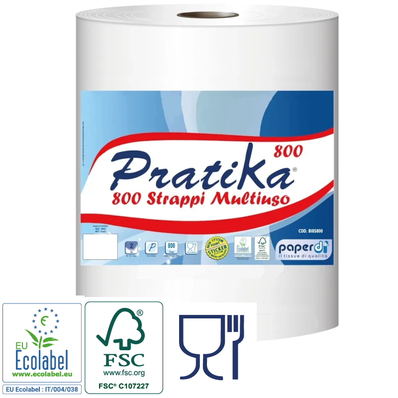 Industriālais papīrs PRATIKA 800, 2-slāņu, balts